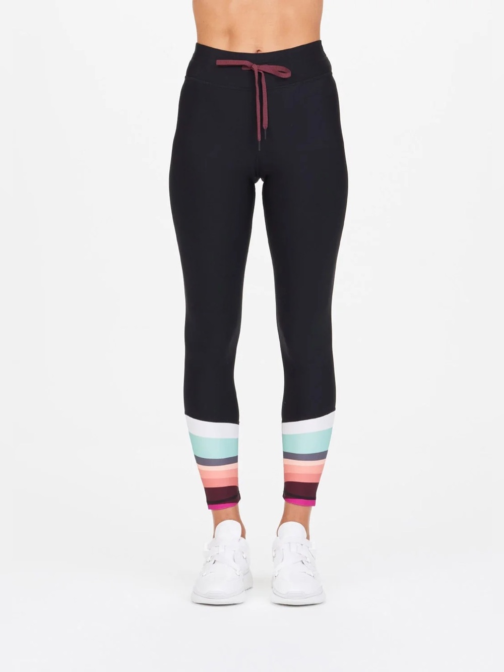 The Upside Sunset Dance Leggings in Black Rainbow Stripe, Size Medium/US 8